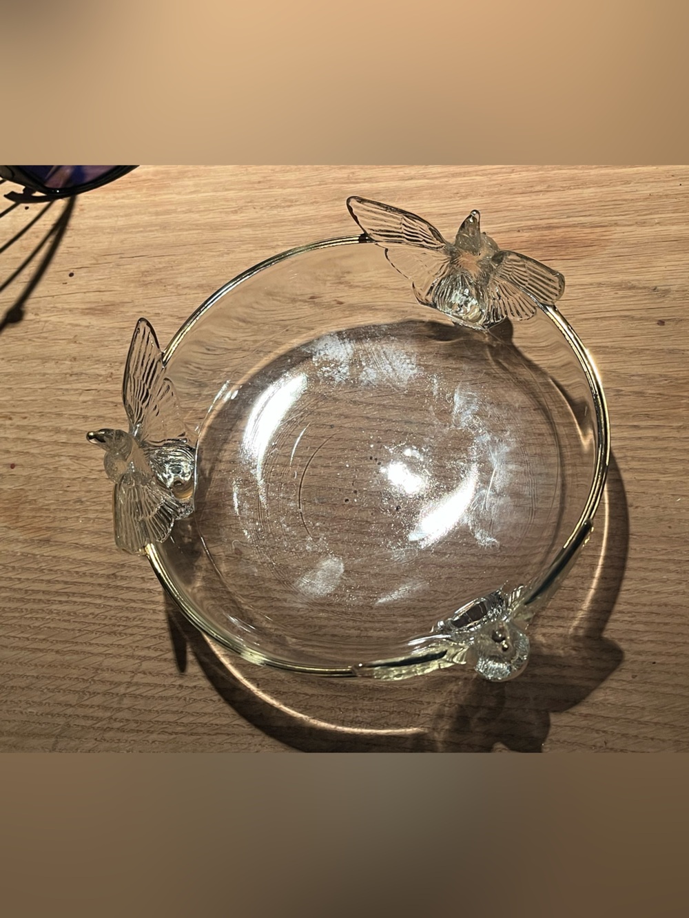 Glass Bird  Accent Bowl - Clear